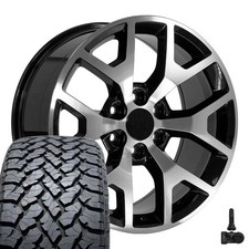 5656 Black 20x9 Rims 27555r20 At Tires Tpms Set Fits Chevy Gmc Cadillac