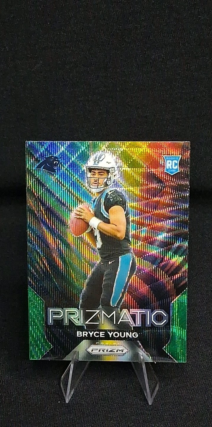 BRYCE YOUNG #4 2023 PANINI PRIZM PANTHERS PRIZMATIC RC GREEN WAVE