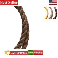 Twisted Polypropylene Rope 1/4 Inch x 50 Feet Brown Coil Camping Marine