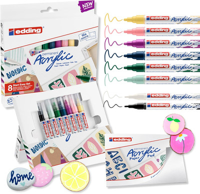 Start Easy Set - Acrylic Paint Pens, Waterproof; Fine and Medium Nib, Incl. Post