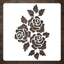 Three Roses with Leaves Reusable Mylar Stencil for DIY Wall Stencil Template