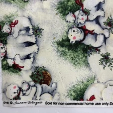Susan Winget Christmas Polar Bear Family Love Panel 28” X 44”