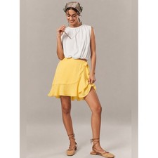 Anthropologie Maeve Ruffle Mini Skirt in Sunray Yellow XS NWT