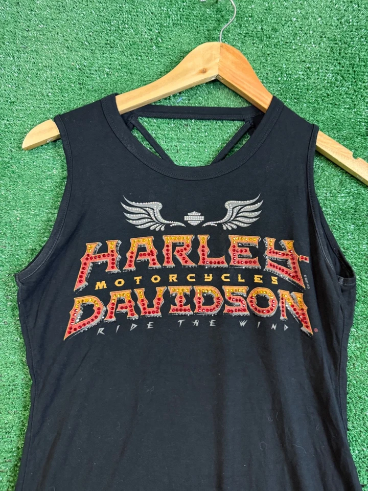 Camiseta Regata Feminina Vintage Anos 90 Harley Davidson Motocicletas Extra Grande Deslumbrada - Imagem 2 de 4