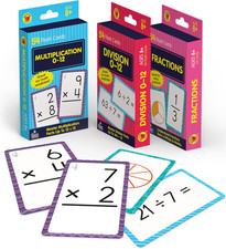 Division, Fractions, and Multiplication Flash Cards, 3 Sets of Flashcards, Math
