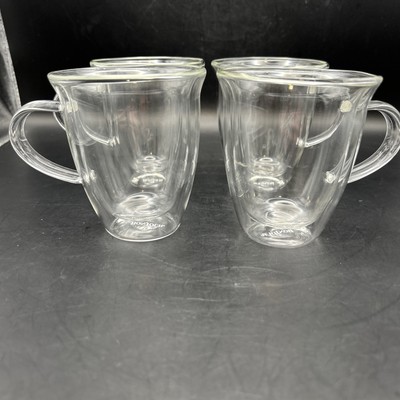 4 Bonjour Glasses Double Walled Latte Cup Set 12oz BB34