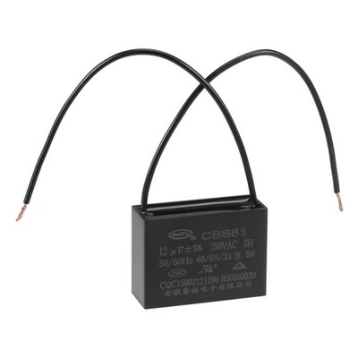 Metallized Film Ceiling Fan Capacitor CBB61 12uF 250V AC 2 Wires