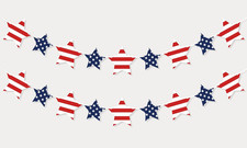 Patriotic Star Garland Banner for 4Th of July Decorations, Red White Blue Stars