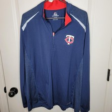 Minnesota Twins Pullover Quarter Zip Mens XL Blue MLB Baseball Cool Base Top