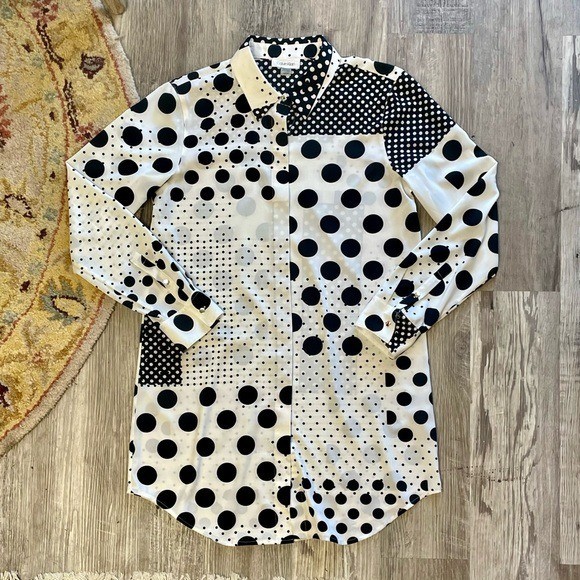 Calvin Klein Polka Dot Panel Patchwork Print Shir… - image 11