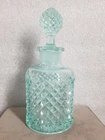 WESTMORELAND GLASS * Perfume Bottle * English Hobnail * Aqua Blue * 4" * 0590