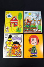 4 Vintage Playskool Puzzles 1966-'85 Peanuts Sesame Street Bugs  Yosemite Sam