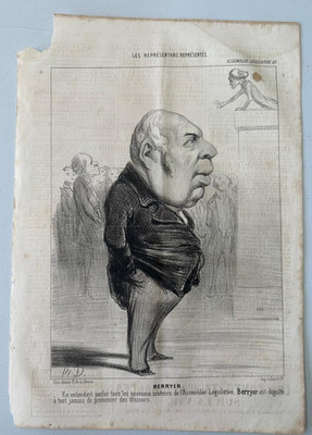 H. Daumier Lithographie - Berryer - Les Représentans - h.D. Original
