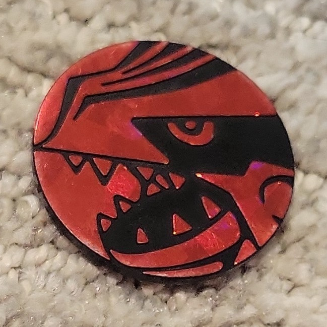 Pokémon TCG Groudon Flip Coin Token 1.25in Black/Red Plastic Embossed