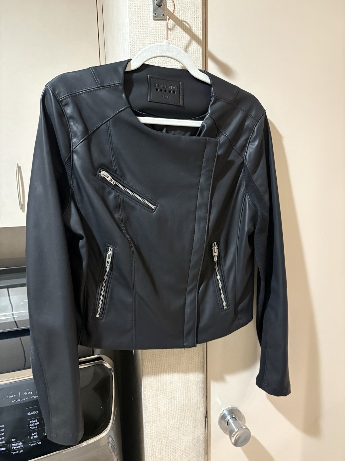 BLANKNYC Black Women’s Collarless Moto Jacket