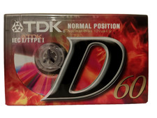 TDK D-60 / D-60EB - 60 Min Blank Stereo Audio Cassette Tape - NEW & SEALED