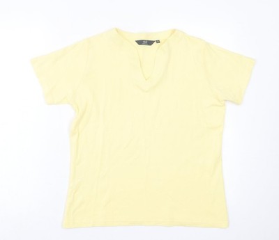 Isle Essentials Damen T-Shirt gelb Baumwolle Basic Größe M V-Ausschnitt
