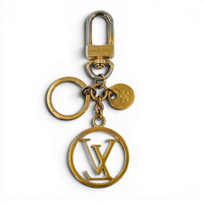 LOUIS VUITTON LV Circle Gold Silver Keyring Keychain Bag Charm Logo M67362