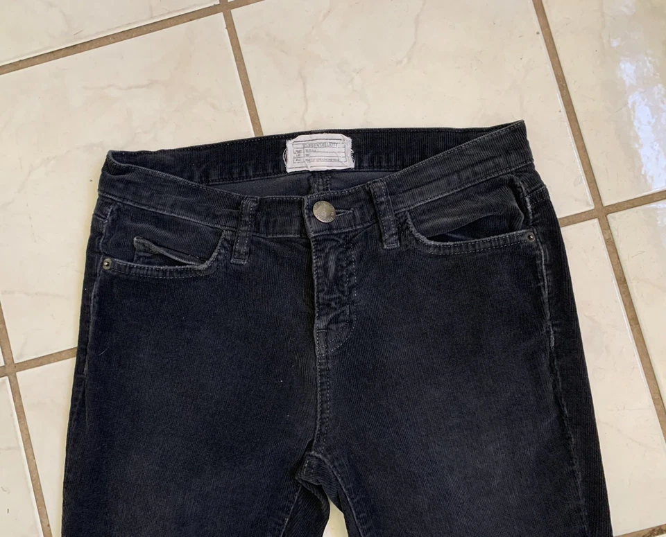 Pantalones de mezclilla para mujer CURRENT/ELLIOTT gris oscuro de pana SKINNY con dobladillo deshilachado crudo talla 25 Foto 2 de 4