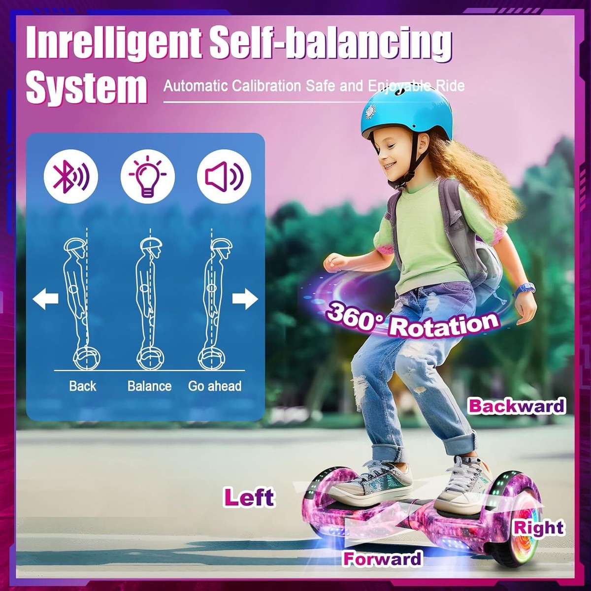Hoverboard Kids Overboard Bluetooth Electric Self-Balance Scooters LED  Lights UK
