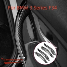 For BMW 3 4 Series F34/36 Carbon Fiber Black Interior Door Pull Handle Set Cover