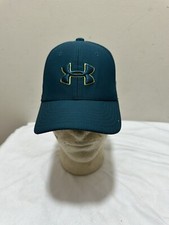 EUC Under Armour Youth SIZE S/M Stretch Fitted TEAL Baseball Cap Hat