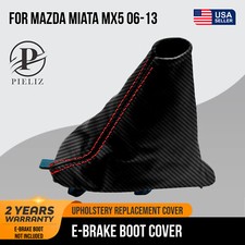 E Brake Boot Cover Pvc Carbon Fit For Mazda Miata Mx5 06-13 Red Stitch E Brake Boot Cover Pvc Carbon Fit For Mazda Miata Mx5 06-13 Red Stitch