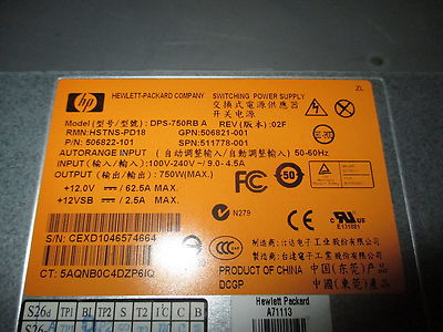 HP DPS-750RB A PROLIANT 750W POWER SUPPLY 506822-101