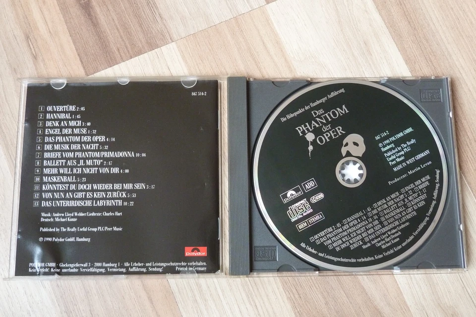 Das Phantom der Oper - Hamburger Höhepunkte  - CD von 1990 Peter Hofmann - Bild 2 von 2