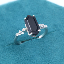 Hexagon Cut Black Onyx Ring, Silver Women Ring, Anniversary Gift ,Jewelry S1