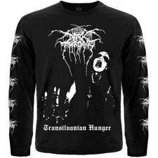 Dark Throne "Transilvanian Hunger"  Long Sleeve Black T-Shirt mayhem Darkthrone