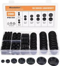 200Black Rubber Hole Plugs Assortment for Auto Body and Sheet Metal, Flush Head