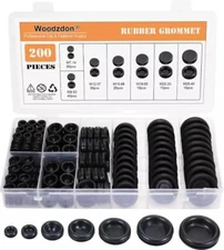 200Black Rubber Hole Plugs Assortment for Auto Body and Sheet Metal, Flush Head