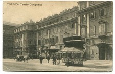 1914 Torino Teatro Carignano carrozza cavallo S. Martino in Rio FP BN VG ANIM