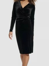 Calvin Klein Womens Black Velvet Side-Twist Sheath Dress Size 4