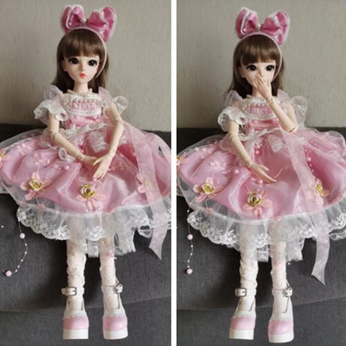Muñeca BJD 24" 1/3 bola articulada niñas muñecas con maquillaje facial ojos ropa zapatos peluca Foto 2 de 4