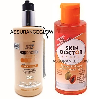 Skin Doctor Carrot Glow Whitening Lotion Face & Body Milk 400ml + Toner ORIGINAL