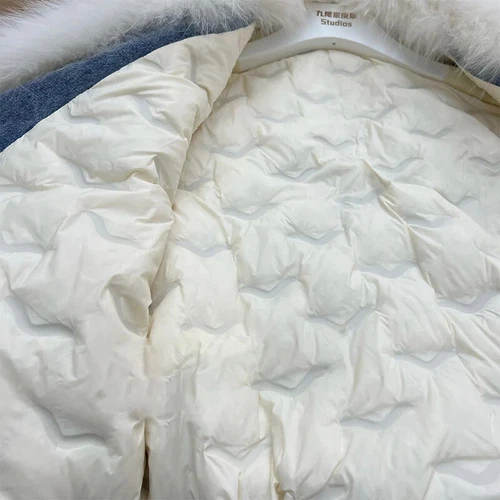 Winter Streetwear Real Fur Collar Coat Women Elegant Outerwear Fashion Jacket - Picture 14 of 26