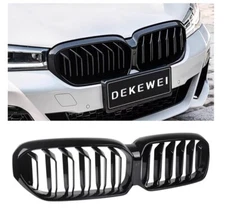 Gloss Black Dual Slats Front Kidney Grille For 2021-2023 BMW G30 G31 530i 540i