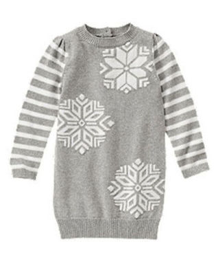 Gymboree Cozy Ski Lodge Sparkle Snowflake Silver Sweater Dress Girls 5T NEW NWT