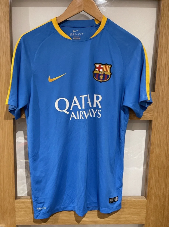 【極美品】FC Barcelona 2014 ナイキ Dri-FIT シャツ L Barcelona 2014 2015 Blue Yellow Training Football Jersey Shirt