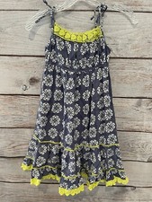 Cupcakes  Pastries Blue/White/Yellow Sundress Lined 100 Cotton EUC Girl's 7