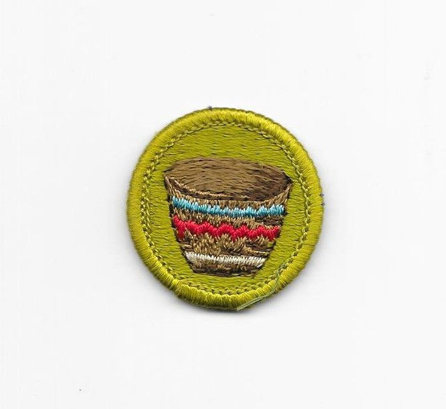 Basketry 19721975 Type H Blue Waffle Plastic Back Merit Badge Boy Scouts eBay