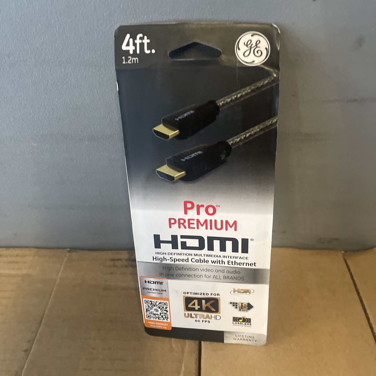 GE PRO 4ft High-Speed HDMI Cable with Ethernet & Gold Connectors - Black-image