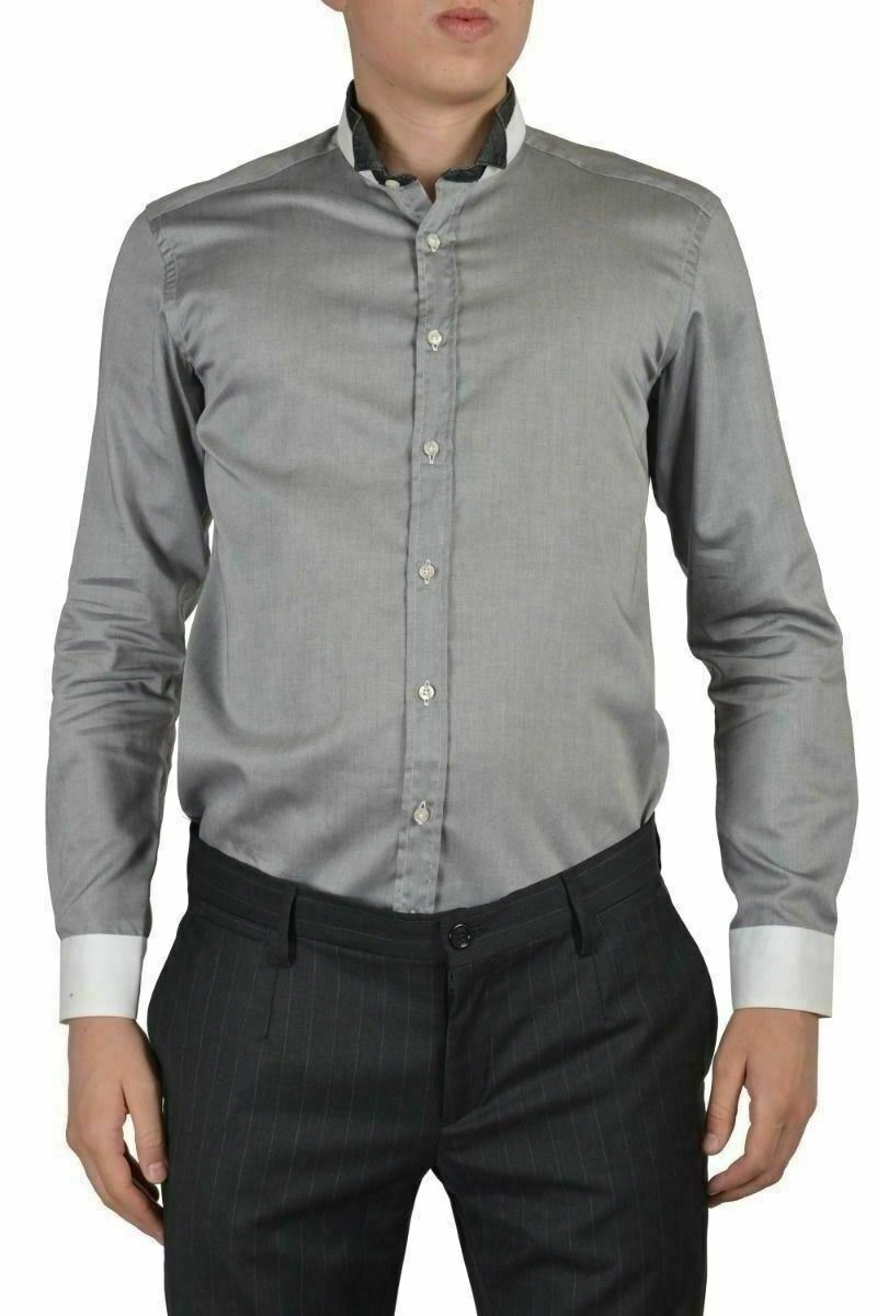 Мужская серая рубашка Etro с длинным рукавом на пуговицах Размер US 15 IT 38 18190₽