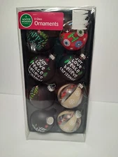 PRETTY! Winter Wonder Lane 8 Glass Christmas Ornaments w/ Cardinals & Snowflakes