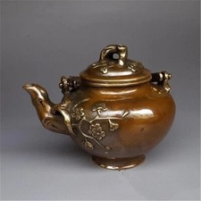 Teiera cinese in rame artigianale fiori di prugna antiquariato ornamenti vari