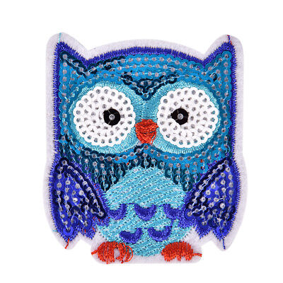 Owl Sequins Iron On Patches Sew-on Embroidered Motif Applique For Clothing KjETR 