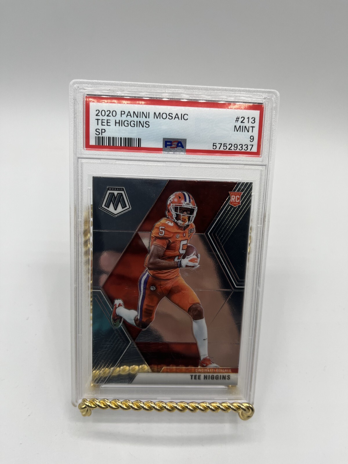 2020 Panini Mosaic - Rookie Variations Tee Higgins #213 (RC) PSA 9