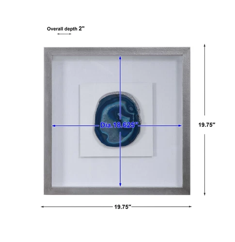 UTTERMOST 4226 KALIA BLUE AGATE STONE PINE WOOD SILVER LEAF SHADOW BOX - Picture 4 of 7